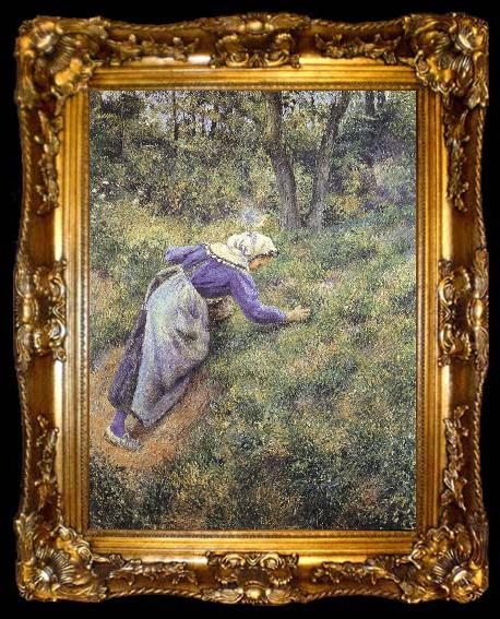 framed  Camille Pissarro Collect grass, ta009-2